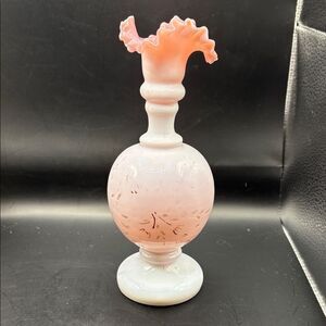 Antique Pink Victorian hand-blown art glass vase